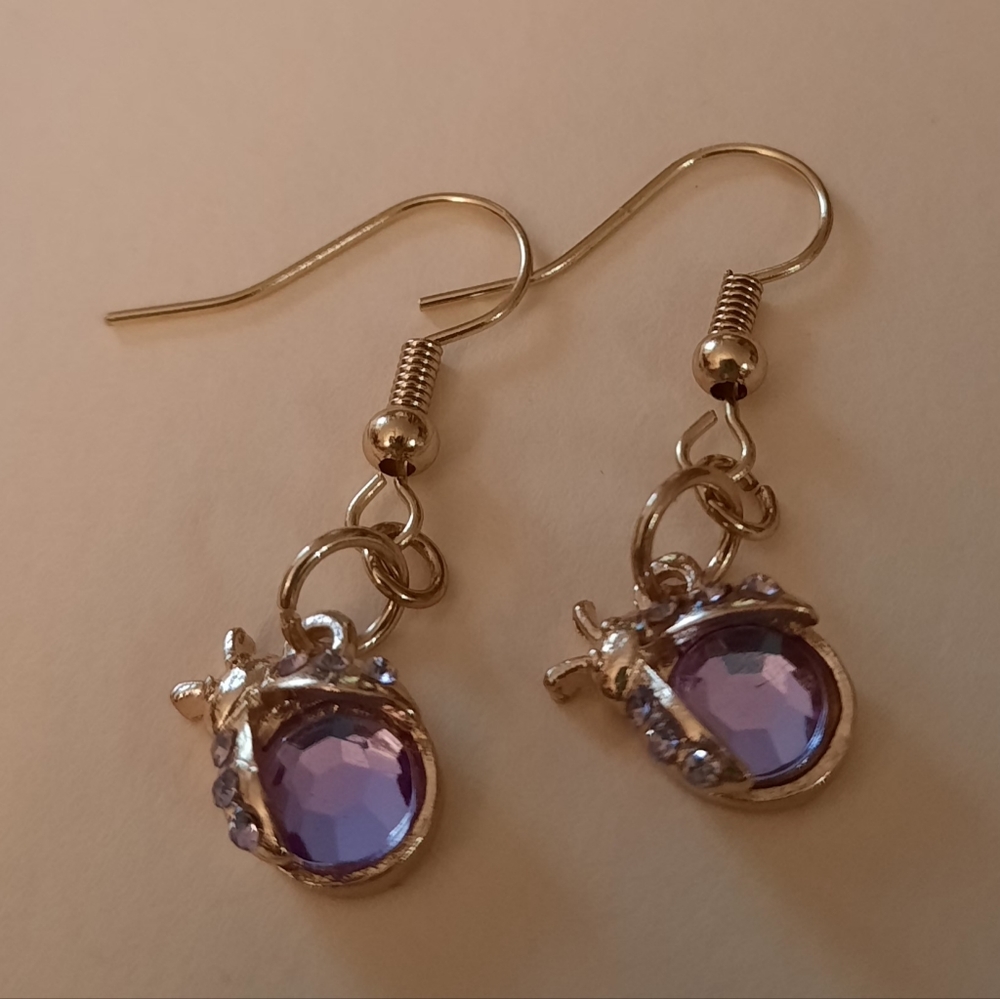 Light Purple Lady Bug Earrings